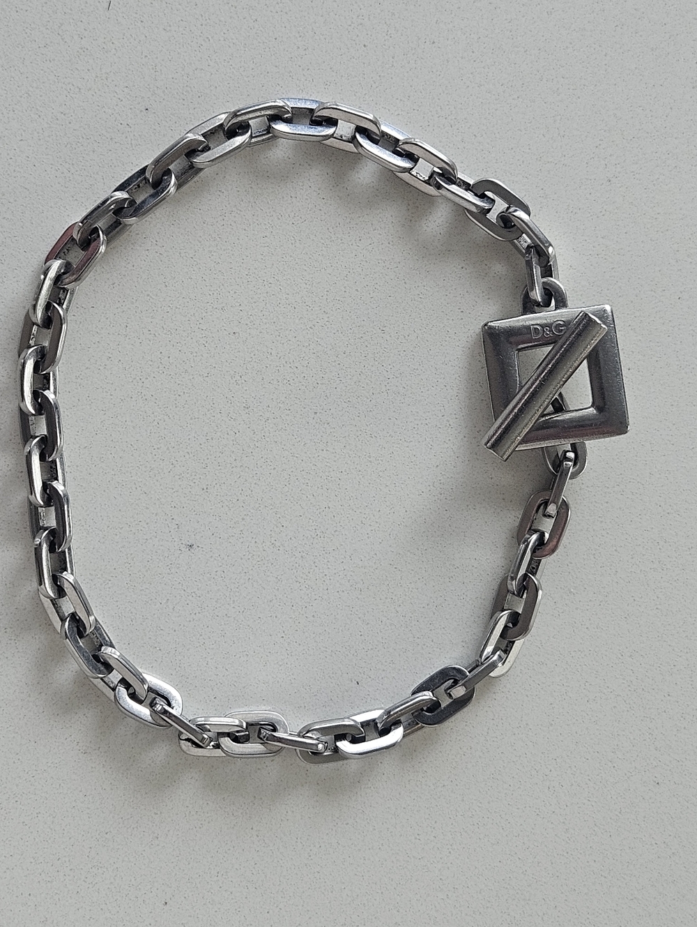 Authentic Dolce & Gabanna D&G Rhodium Plated 12" Toggle Bracelet